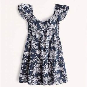 Abercrombie & Fitch Ruched Flutter Sleeve Mini Dress